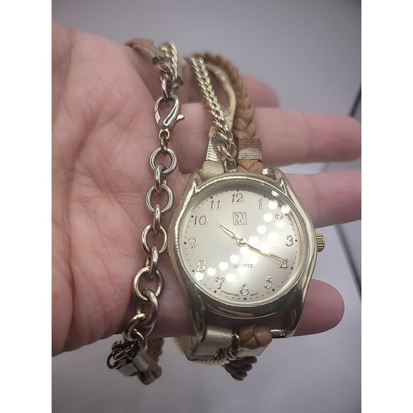 NY&C Wrap WristWatch Watch Womens Multi Strand Gold Tone Analog Jewelry Costume - Picture 9 of 14